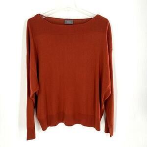 Yessica Womens Boat Neck Knit Sweater Rust Orange Batwing Sleeve Viscose Blend M